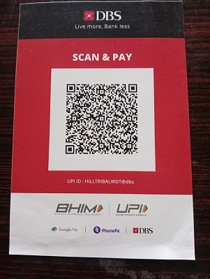 DBS Bank UPI QR code for Hill Tribals Welfare Development Trust
